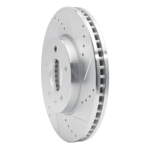 Chevrolet Equinox Brake Rotor (1) - Front Right - R1 Concepts - Drilled & Slotted - Silver - `07-`15